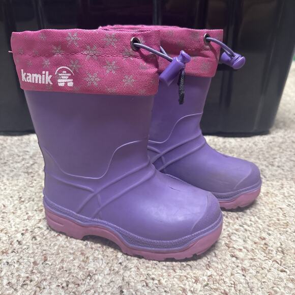 Kamik Snobuster2 Waterproof Winter Rain Boots Purple Pink Girls Toddler Size 9 - Picture 1 of 8